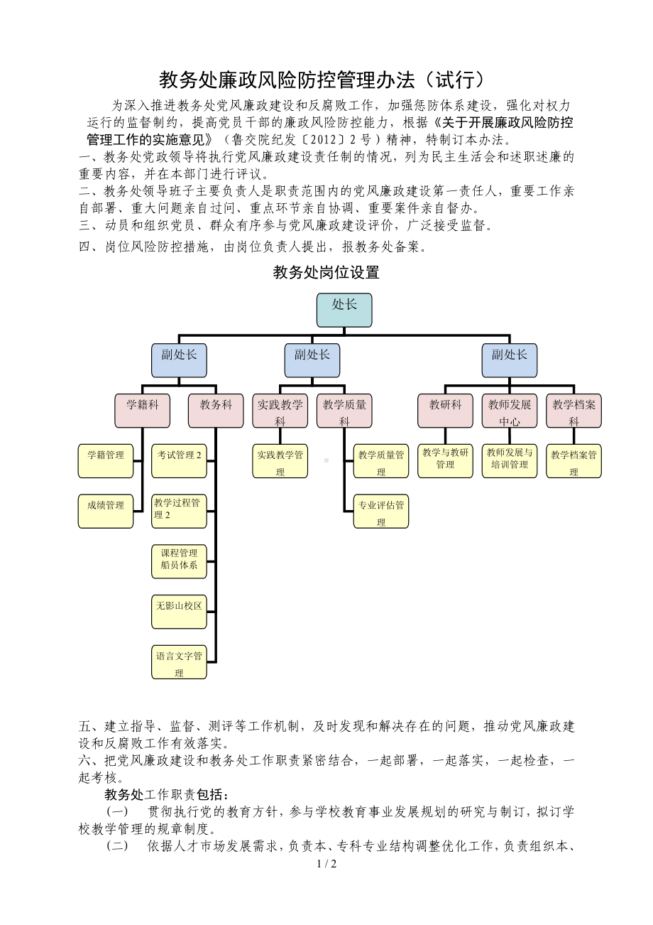 教务处廉政风险防控管理办法参考模板范本.doc_第1页