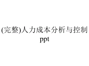 (完整)人力成本分析与控制ppt.ppt