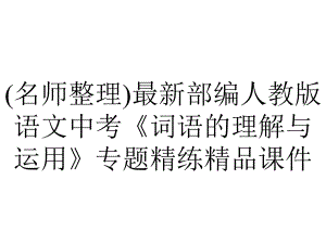 (名师整理)最新部编人教版语文中考《词语的理解与运用》专题精练精品课件.ppt