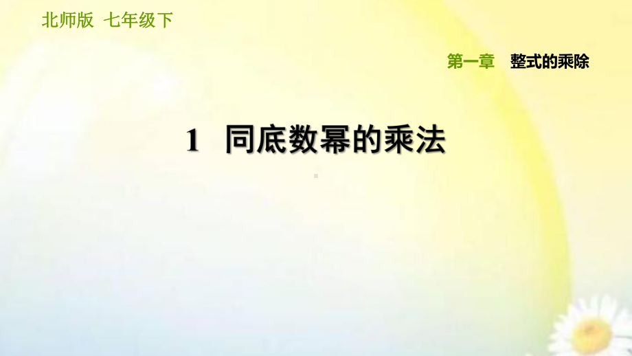 2020年北师大版数学七年级下册《整式的乘除》练习题课件11同底数幂的乘法.ppt_第1页