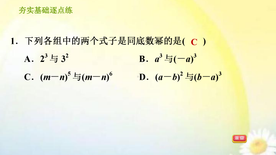 2020年北师大版数学七年级下册《整式的乘除》练习题课件11同底数幂的乘法.ppt_第3页