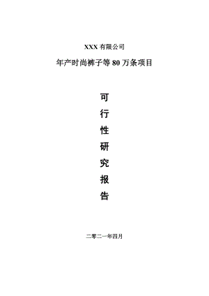 年产时尚裤子等80万条项目申请报告可行性研究报告.doc