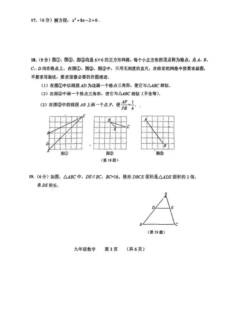 吉林省长春市第一零四 2022-2023学年九年级上学期第一次质量监测数学试卷.pdf_第3页