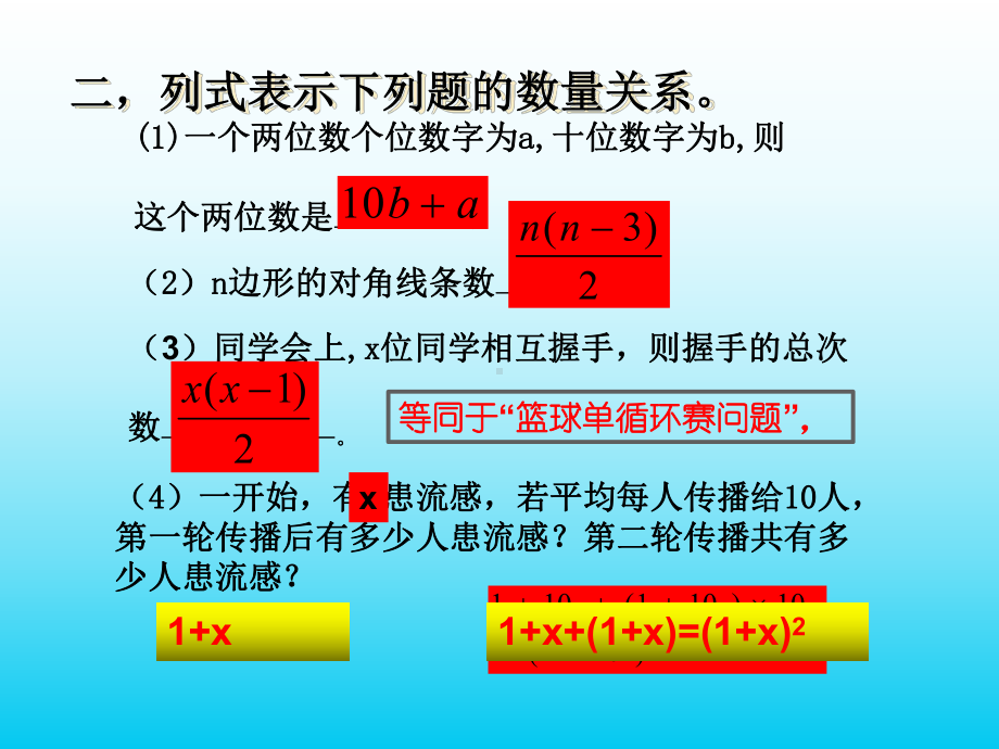 实际问题与一元二次方程课件(传播问题)修订版.ppt_第3页