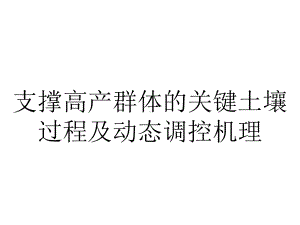 支撑高产群体的关键土壤过程及动态调控机理.ppt