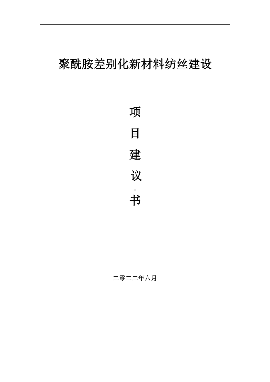 聚酰胺差别化新材料纺丝项目建议书（写作模板）.doc_第1页