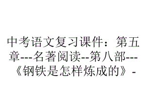 中考语文复习课件：第五章名著阅读第八部《钢铁是怎样炼成的》-2.ppt