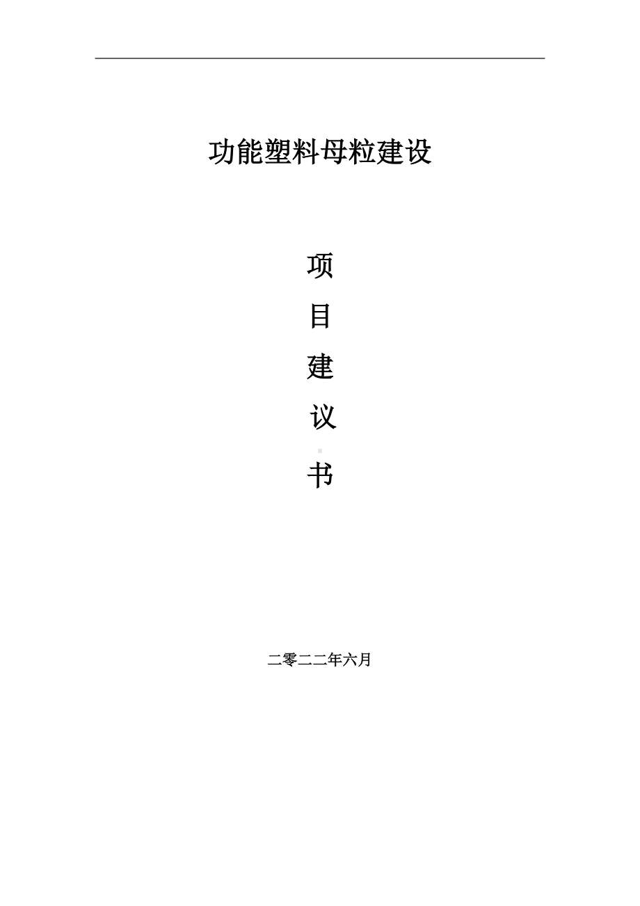 功能塑料母粒项目建议书（写作模板）.doc_第1页