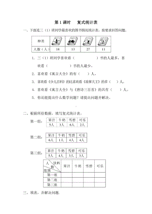 小学数学三年级下册课件课堂作业设计第3单元复式统计表第1课时复式统计表.doc