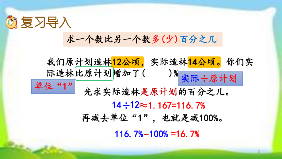 人教版六年级数学上册《百分数练习课》(练习十九)课件.pptx_第3页