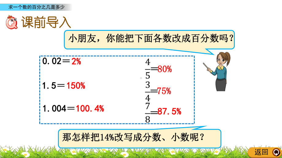 人教版小学六年级上册数学《求一个数的百分之几是多少》课件.pptx_第2页