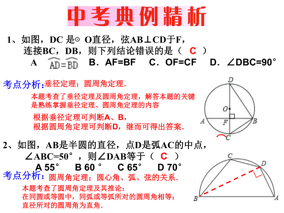 人教版九上数学弦、弧、圆心角、圆周角习题课.ppt_第2页