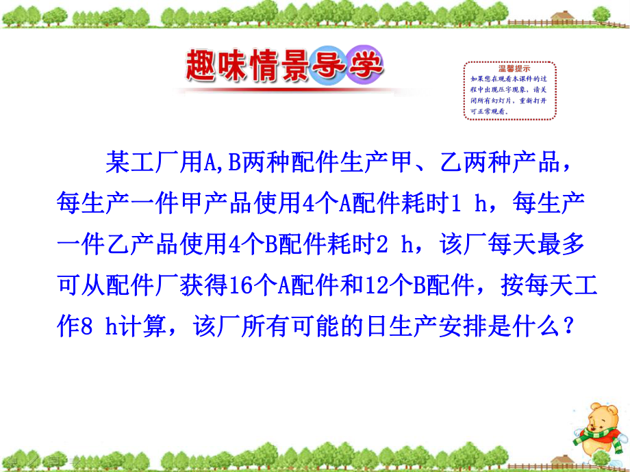 人教版高中数学必修5情境互动型课件：332简单的线性规划问题.ppt_第2页