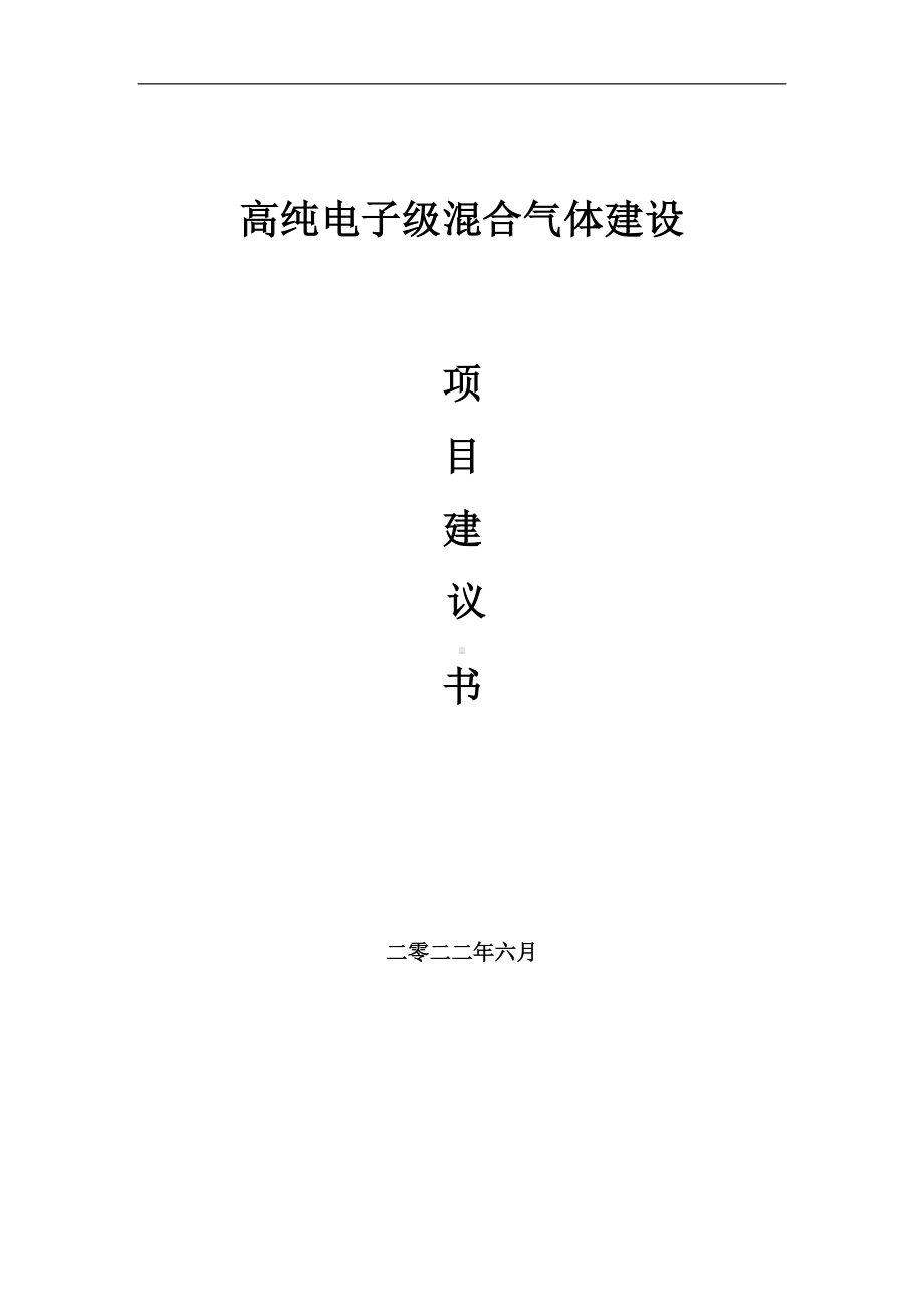 高纯电子级混合气体项目建议书（写作模板）.doc_第1页