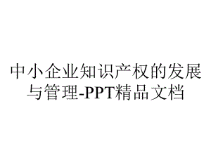 中小企业知识产权的发展与管理.ppt