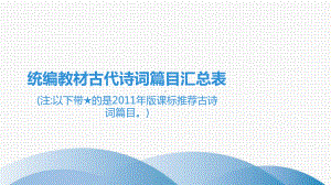 古诗文全解全练课件统编教材古代诗词篇目汇总表.pptx