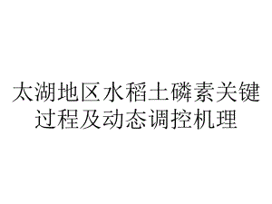 太湖地区水稻土磷素关键过程及动态调控机理.pptx