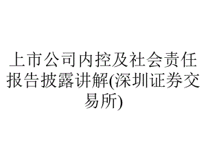 上市公司内控及社会责任报告披露讲解(深圳证券交易所).ppt