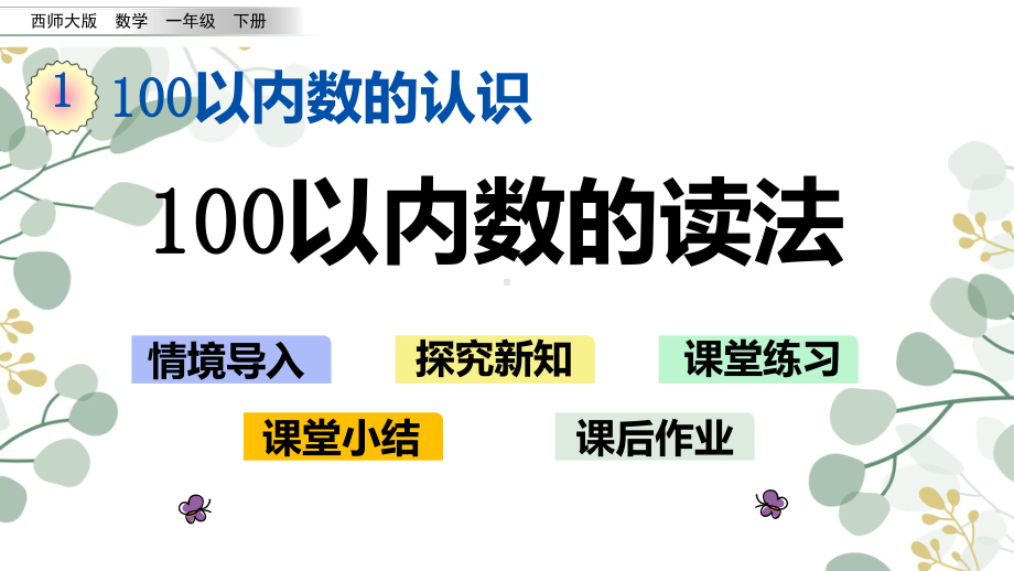 西师大版一年级数学下册课件100以内数的读法.pptx_第1页