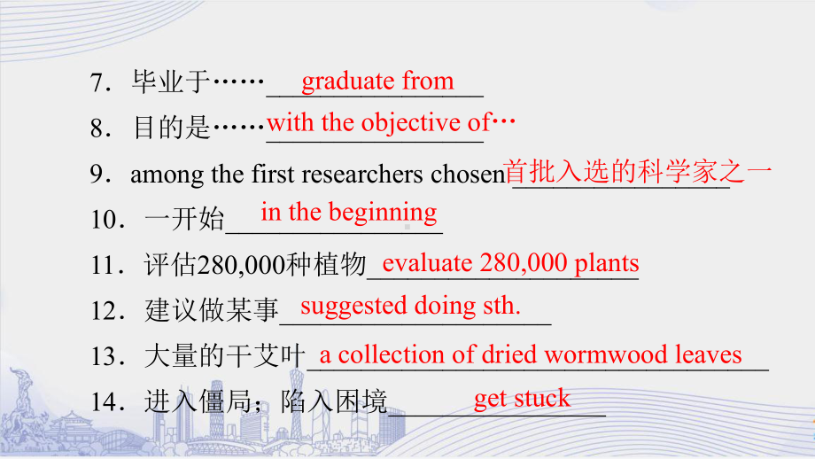 2022新人教版（2019）《高中英语》选择性必修第一册Unit 1 People of Achievement 单元词块及课文语法填空(ppt课件).pptx_第3页