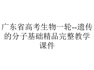 广东省高考生物一轮-遗传的分子基础精品完整教学课件.ppt