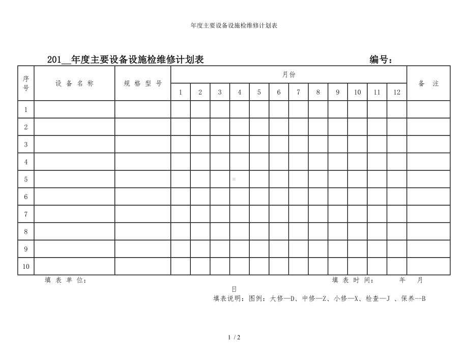 年度主要设备设施检维修计划表参考模板范本.doc_第1页