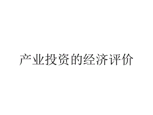 产业投资的经济评价.ppt