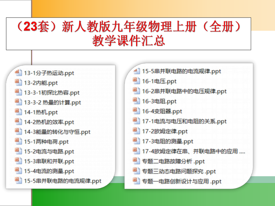 （23套）新人教版九年级物理上册（全册）教学课件汇总2.ppt_第1页