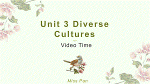 Unit 3 Diverse Cultures Video time 公开课(ppt课件) --2022新人教版（2019）《高中英语》必修第三册.pptx