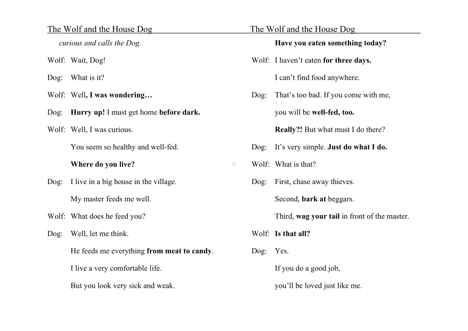 The Wolf and the House Dog狼和狗的故事英语伊索寓言.doc_第3页