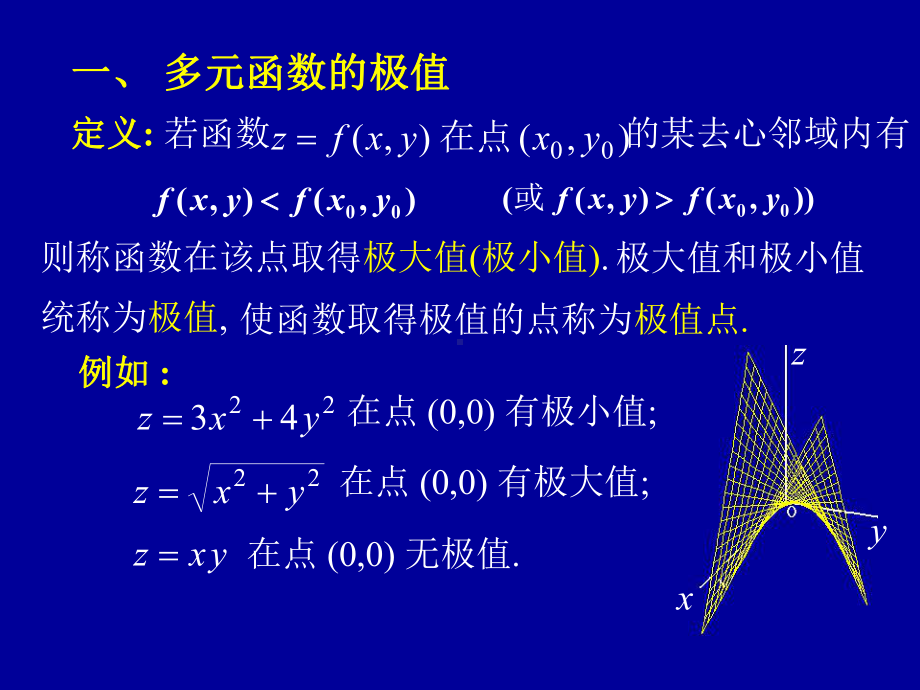 高等数学第九章第八节《多元函数的极值及其求法》课件.ppt_第2页