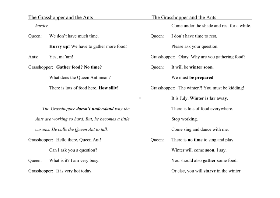 The Grasshopper and the Ants蚱蜢和蚂蚁的故事英语伊索寓言.doc_第2页