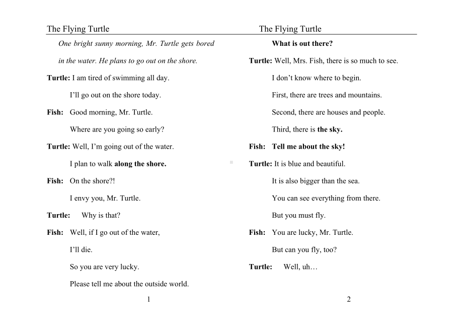 The Flying Turtle飞行的乌龟的故事英语伊索寓言.doc_第2页