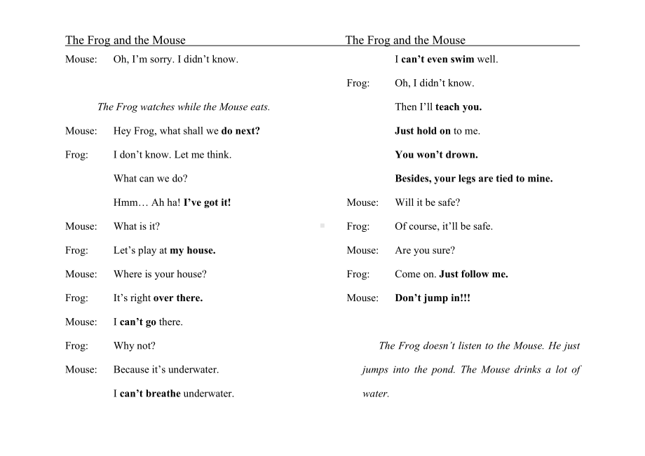 The Frog and the Mouse青蛙和老鼠的故事英语伊索寓言.doc_第2页