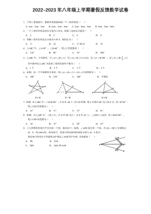 湖北省武汉市七一华源 2022-2023学年八年级上学期暑假反馈数学试卷.pdf