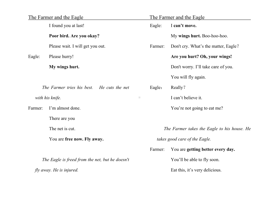 The Farmer and the Eagle农夫和老鹰的故事英语伊索寓言.doc_第2页