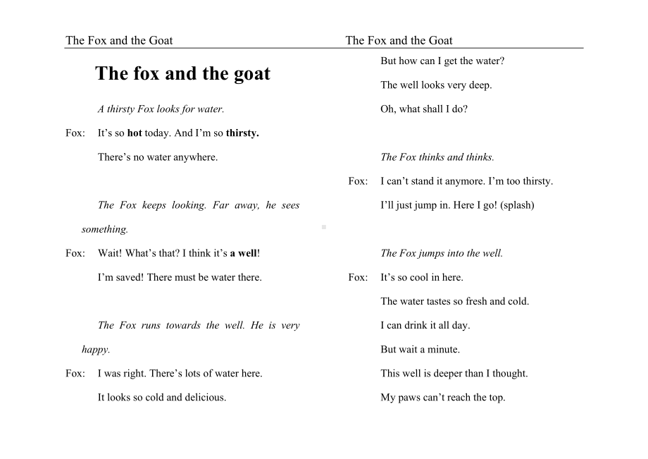 The fox and the goat狐狸和山羊的故事英语伊索寓言.doc_第2页