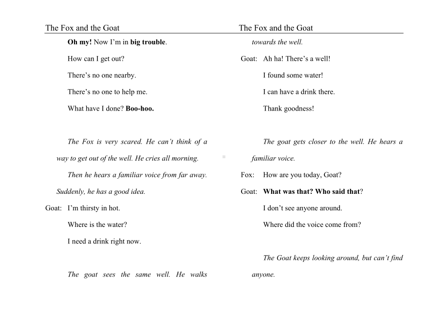 The fox and the goat狐狸和山羊的故事英语伊索寓言.doc_第3页