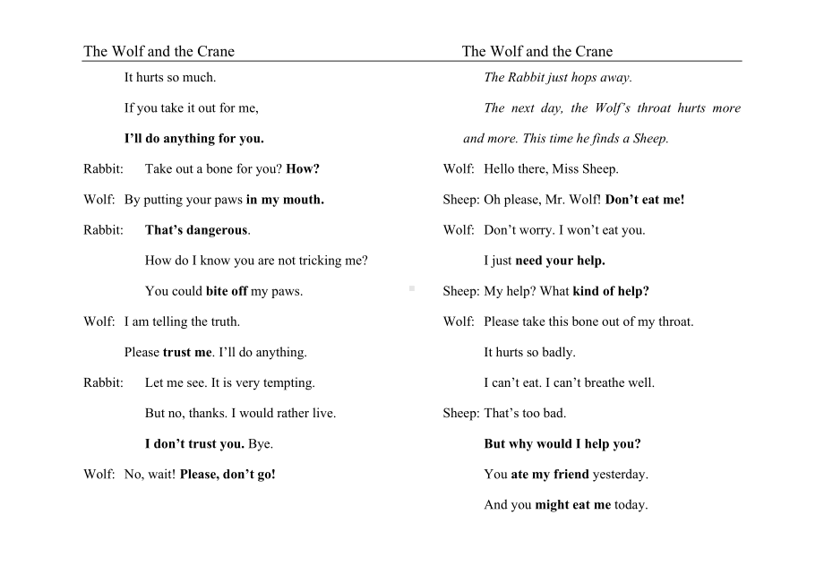 The Wolf and the Crane狼与鹭鸶的故事英语伊索寓言.doc_第2页