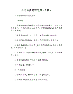 公司运营管理方案（5篇）.docx