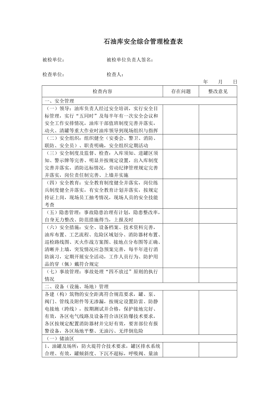 石油库安全综合管理检查表参考模板范本.doc_第2页