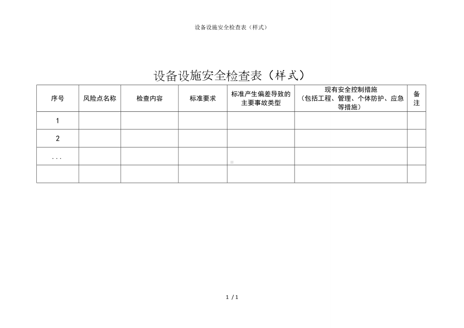 设备设施安全检查表（样式）参考模板范本.doc_第1页