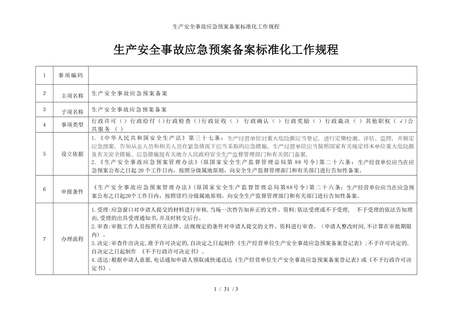 生产安全事故应急预案备案标准化工作规程参考模板范本.doc_第1页