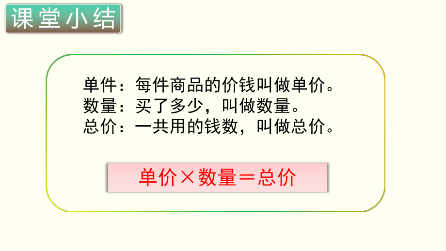 小学数学四年级上册教学课件4单元5课时单价数量和总价.ppt_第3页