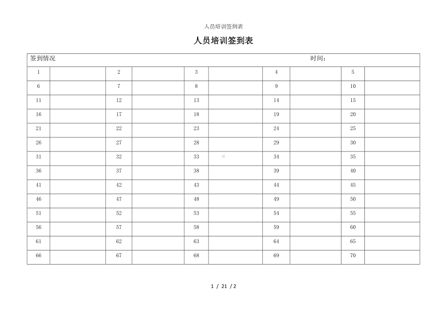 人员培训签到表参考模板范本.doc_第1页