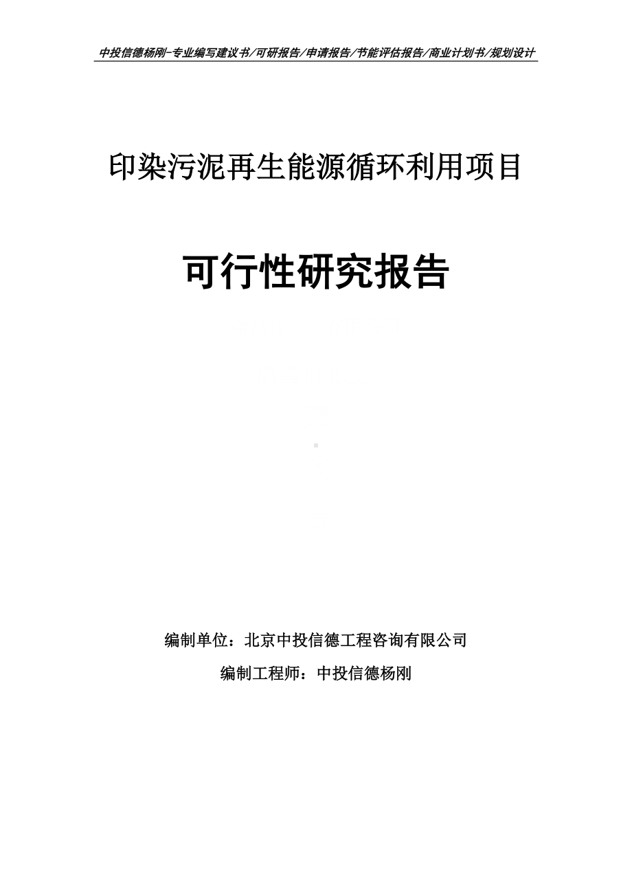 印染污泥再生能源循环利用项目可行性研究报告申请立项.doc_第1页