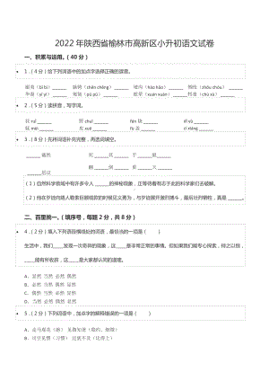 2022年陕西省榆林市高新区小升初语文试卷.docx