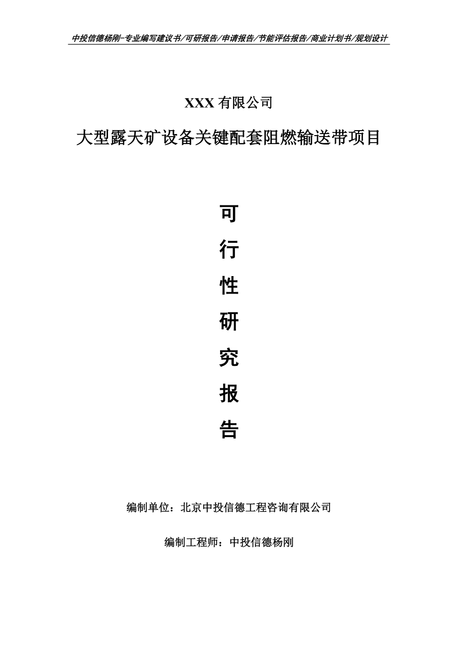 大型露天矿设备关键配套阻燃输送带可行性研究报告建议书.doc_第1页