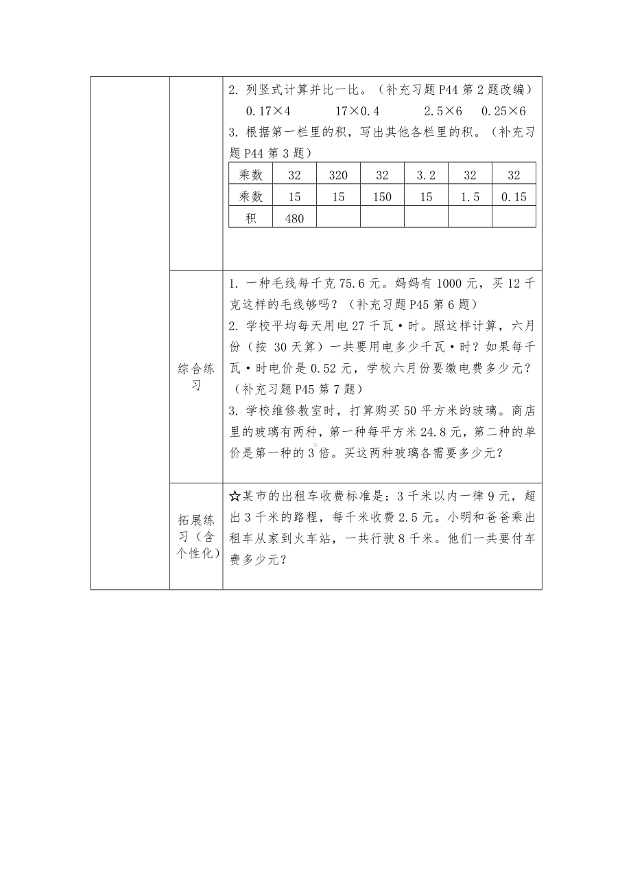 镇江小学苏教版五年级上册数学第5单元《小数乘法和除法》全部双减分层作业（共含17课时）.doc_第2页