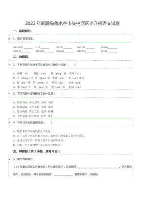 2022年新疆乌鲁木齐市头屯河区小升初语文试卷.docx